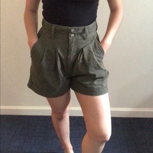 Forest green high-waisted shorts